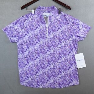 NWT Ibkul T Shirt 1/4 Zip Pullover Short Sleeve Performance XXL Briana Plum Golf